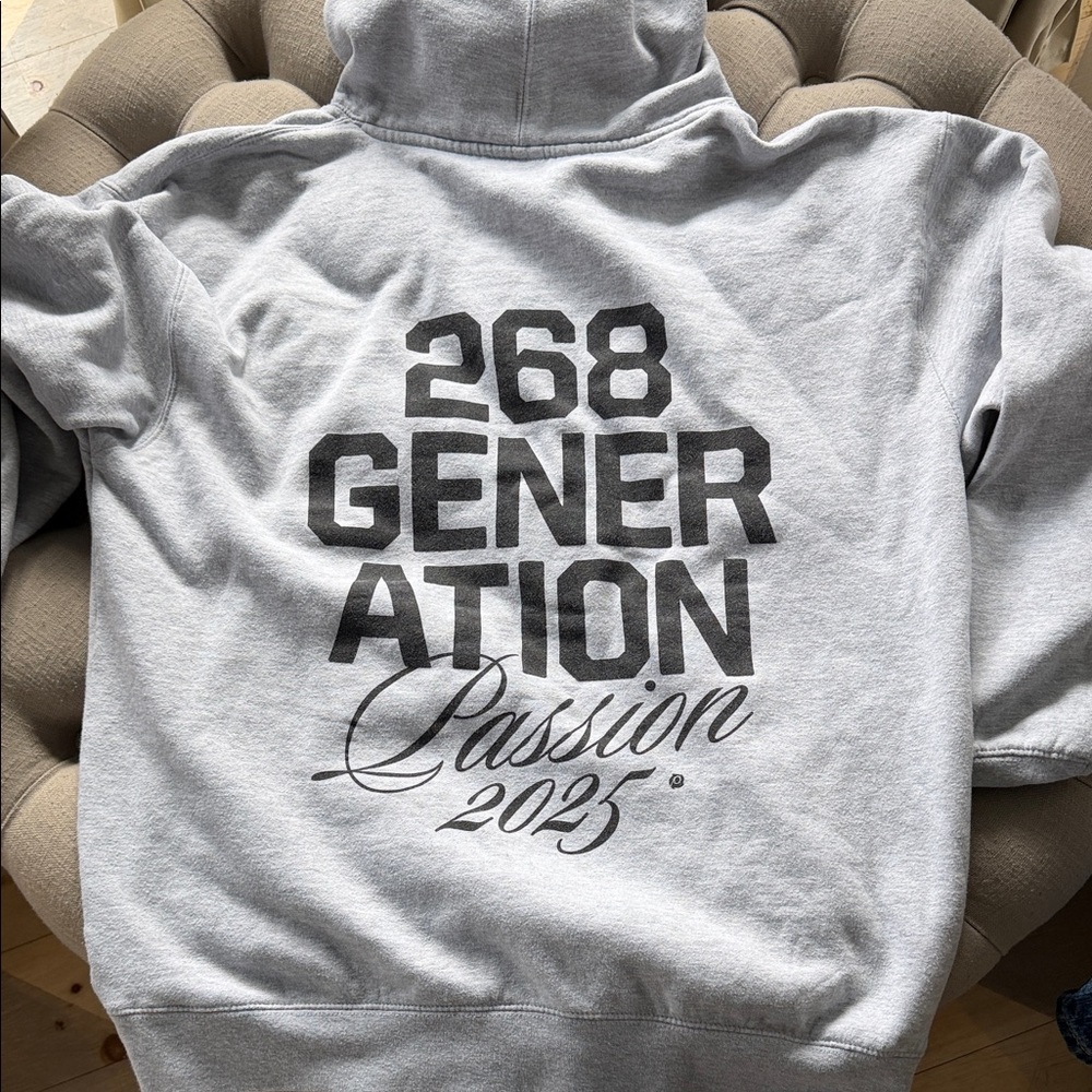 Passion 2025 Gray Hoodie with Black Print